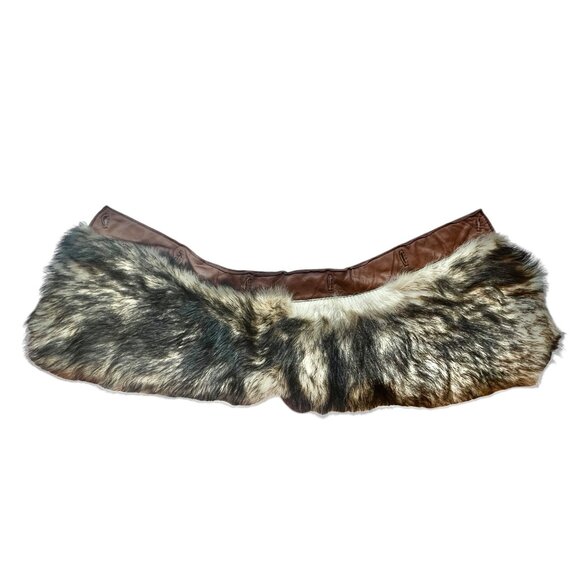 Fox Fur Collar Leather Backing Buttonholes Vintage - Picture 1 of 12